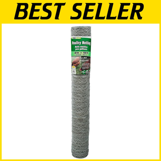 Heavy-Duty Chicken Wire 48"x150' - Perfect for Poultry Coops & Plant Protection