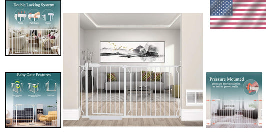 Stylish Pressure Mounted Child & Pet Gate – Fits Wide Openings 24-81 Inches