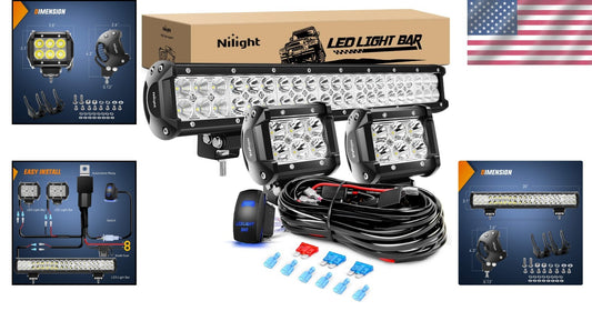 Bright 20 Inch 126W LED Light Bar Combo with 18W Pods - Ideal for Night Driving