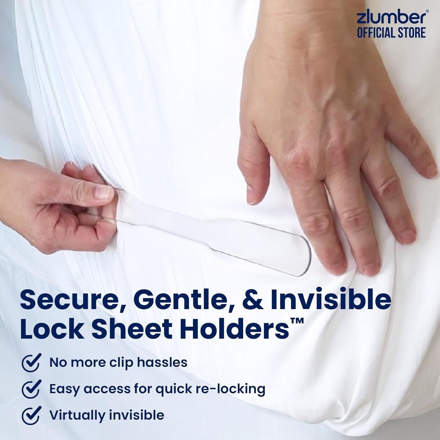 Patented Lock Sheet Straps - Easy One-Time Installation for Better Sleep