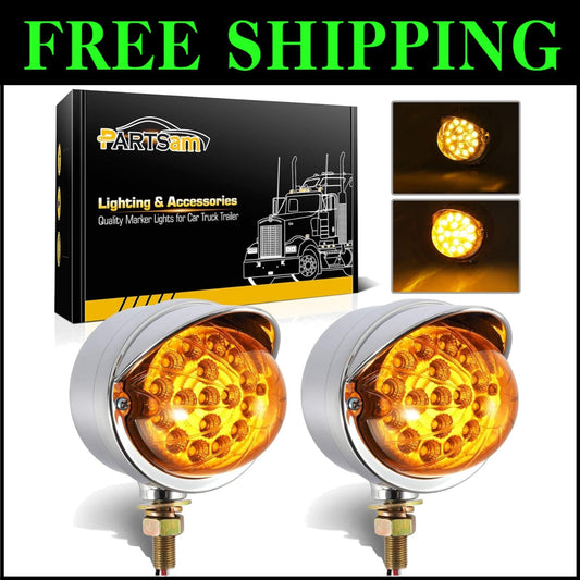 Heavy-Duty Watermelon LED Turn Signal Lights - Amber 17 LED, Chrome Finish