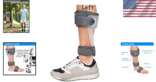 Durable AFO Ankle Foot Orthosis - Adjustable X-Large Drop Foot Support Brace
