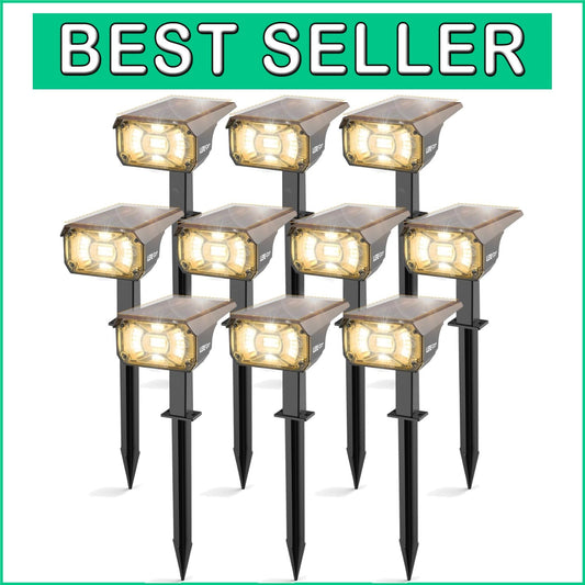 10 Pack Waterproof Solar LED Landscape Lights with Adjustable Brightness