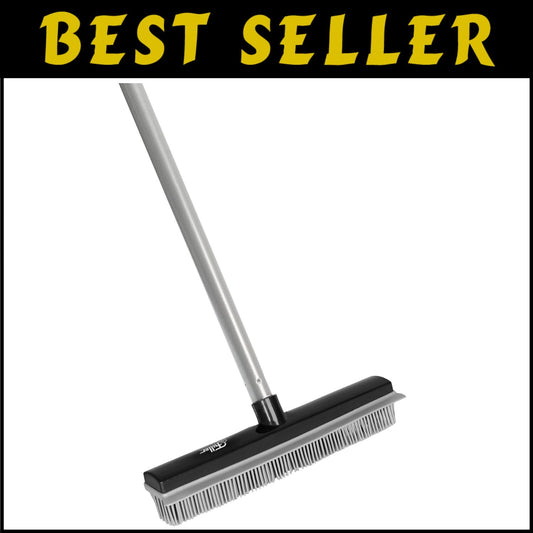 Flexible Rubber Broom with 52-Inch Handle – Perfect for Hair and Dust Removal