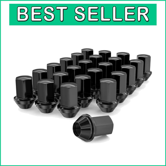 1.8" Height Acorn Seat Wheel Lug Nuts - 24pcs Black Finish for Silverado & More