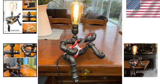E27 Guitar Design Table Lamp - Cool Steampunk Gift for Men and Music Lovers