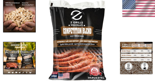 100% Natural Hardwood Wood Pellets for Smoker Grill - 20lbs - Flavorful & Clean