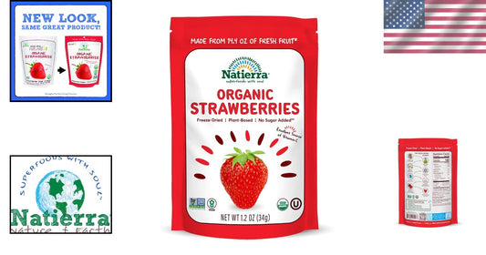 Nature's Organic Freeze-Dried Strawberries - No Added Sugar | Healthy Snack Pack