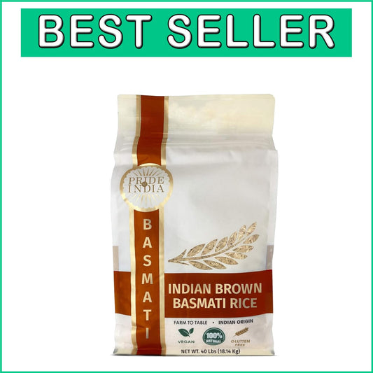 Extra Long Premium Brown Basmati Rice - 40lb Bulk for Restaurants & Homes