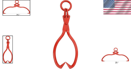 Bright Red 25-Inch Log Skidding Tongs with O-Ring - Ideal for Timber Transport