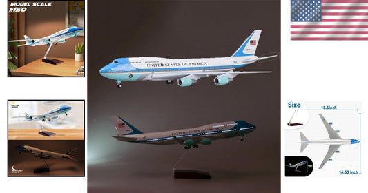 Elegant 18.5" Boeing 747 Diecast Airplane - Voice Control & Cabin Light Features