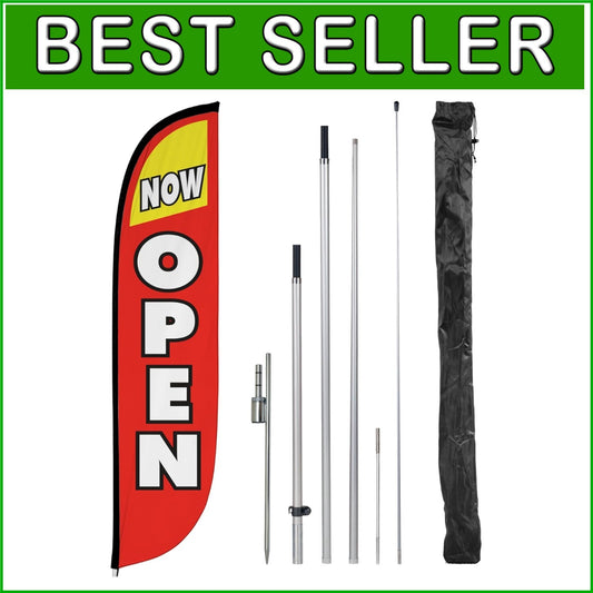 12ft Feather Flag Kit - Bright Red & Yellow Outdoor Business Promotion Banner