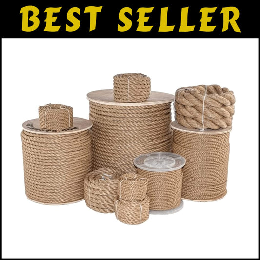 Strong 1.5" x 50ft Twisted Polypro Rope - Tan, Perfect for Tug-o'-War & Projects