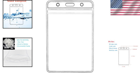 400 Pcs Waterproof Clear Plastic ID Badge Holders - Durable Vinyl Quality