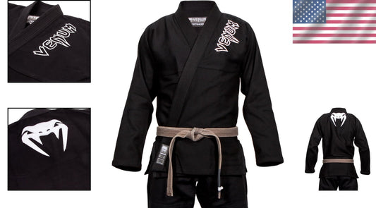 Reinforced Stitching Venum 2.0 BJJ Gi - Black Cotton with EVA Collar, Size A1.5