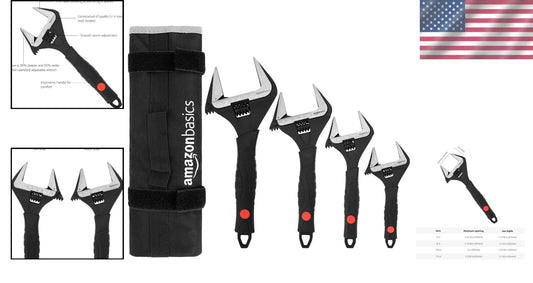 4-Piece Adjustable Plumbing Wrench Set: Soft Grip, Wide Mouth - 6-12 Inch