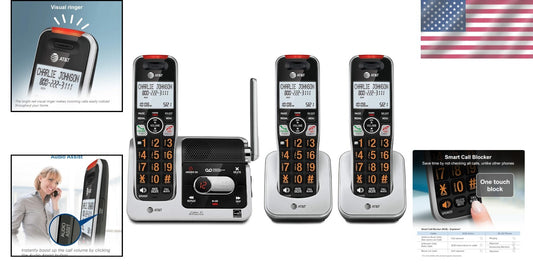 DECT 6.0 3-Handset Cordless Phone with Smart Call Blocking & Answering Machine