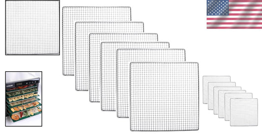 Compatible 6 Pack Stainless Steel Dehydrator Trays – 12" x 13" - No More Plastic