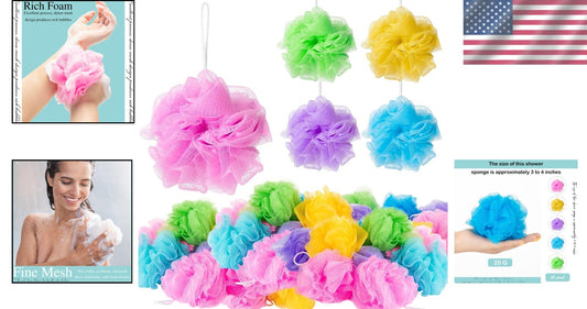 80 Pcs Exfoliating Loofah Bath Sponges in Mixed Colors for Family Use