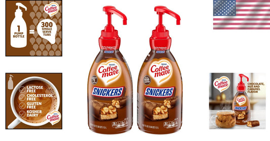 Delicious Snickers Liquid Coffee Creamer - 300 Servings in Easy Pump Bottle