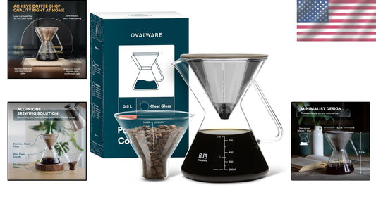 17oz Pour Over Coffee Maker with Stainless Steel Filter & Precision Measuring...