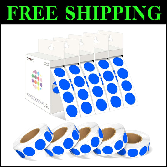 Efficient 3/4 Inch Color-Coding Blue Dot Stickers – 10 Rolls in Dispenser Box