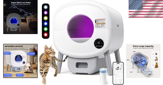 Luxury Extra-Large Self-Cleaning Cat Litter Box for Busy Cat Owners - 35dB Quiet