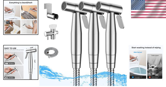 3 Pack Adjustable Handheld Bidet Sprayer for Toilets - Hygienic & Spot-Resistant