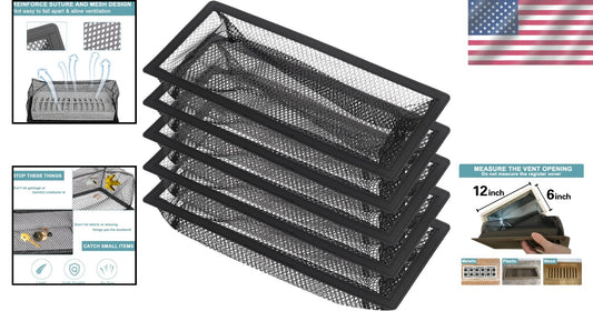 Durable Mesh Filters for Air Vents - 6x12 Floor Register Cover Trap (5-Pack)