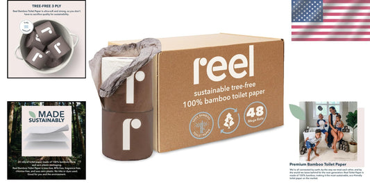 Eco-Conscious Bamboo Toilet Paper - 48 Rolls, Biodegradable and Fragrance-Free