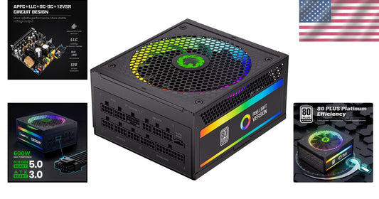 Premium 1300W Power Supply - 80+ Platinum Certified, RGB Lighting & Air Cooling