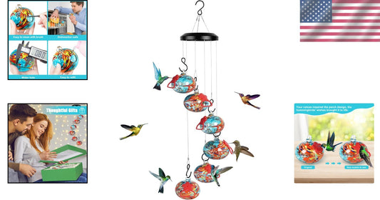 Stylish Outdoor Hummingbird Feeder & Wind Chimes - Perfect Gift for Bird Lovers