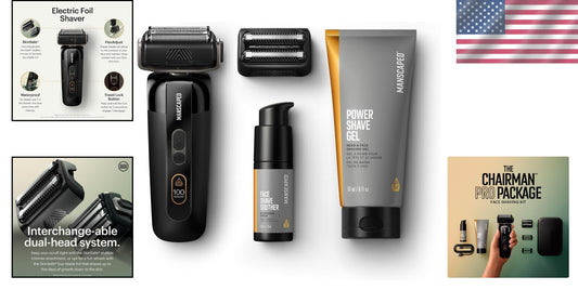 Men’s Electric Face Shaver with Interchangeable Blades & Shaving Gel – SkinSafe