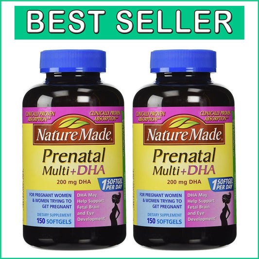 Essential Prenatal Vitamins with DHA 200mg, 150 Softgels, Unflavored 2-Pack