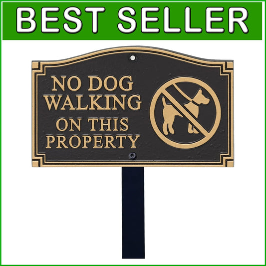 Elegant No Dog Walking on This Property Sign - 5.75x9.5" Rectangular Design