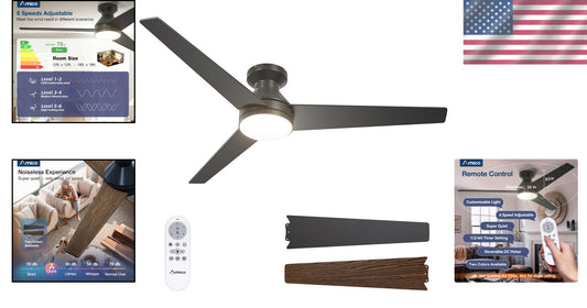 Energy Efficient 52" Reversible Ceiling Fan with Remote - Indoor/Outdoor Use
