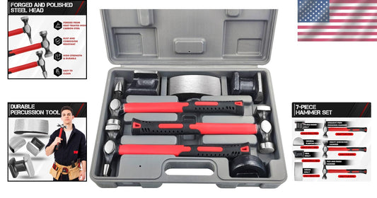 Complete Hammer and Dolly Set for Precision Car Body Repairs - 7 Pieces