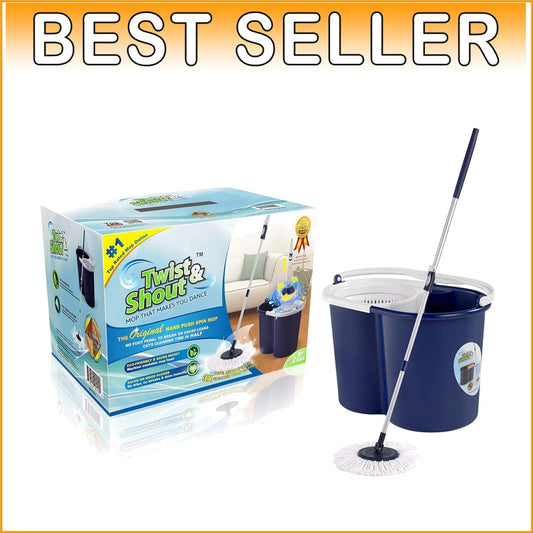 Award-Winning Hand Push Spin Mop with 2 Microfiber Heads - Effortless Cleaning
