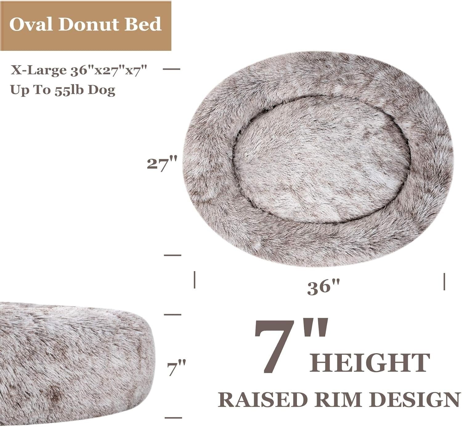 Luxurious Light Brown Faux Fur Pet Bed - Calming Cuddler for Medium Dogs
