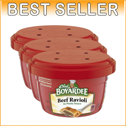 Delicious Beef Ravioli in Pasta Sauce - 7.5 oz Microwave Bowls, 12 Count Pack