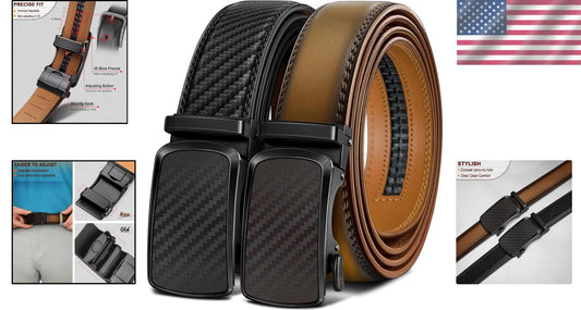 Exclusive Men's Leather Ratchet Belt Set - Adjustable, Durable, Gift-Ready!
