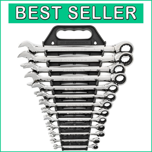 Durable 13-Piece Chromed Ratcheting Wrench Set for Quick Fastener Access