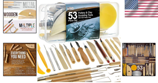 Lightweight 53-Piece Clay Tool Kit with Portable Canvas Case - Ideal for Artists