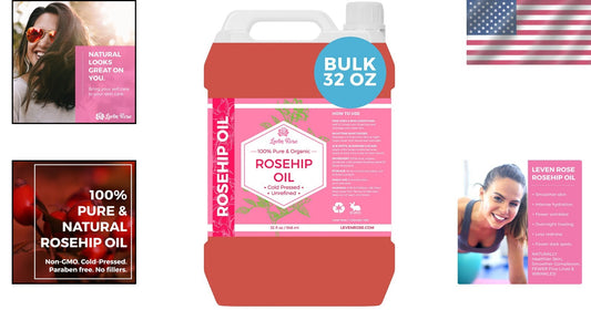 32 oz Cold Pressed Rosehip Seed Oil - Ultimate Anti-Aging Skin Nourisher