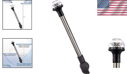 Folding LED Boat Stern Light - Two-Mile Visibility for Safe Night Navigation