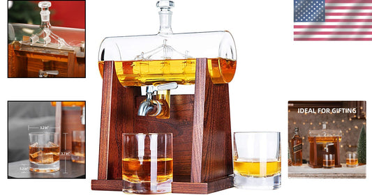 Stylish Whiskey Decanter with Wooden Base - Perfect Gift for Whiskey Lovers