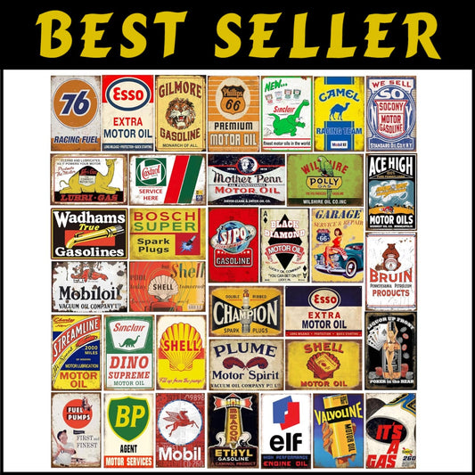 Nostalgic 8x12 Vintage Metal Sign Set - Perfect for Bars, Kitchens, and Garages