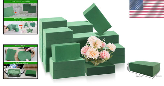 35 Pcs Green Wet & Dry Floral Foam for Custom Arrangements - 5.5”L x 3.1”W