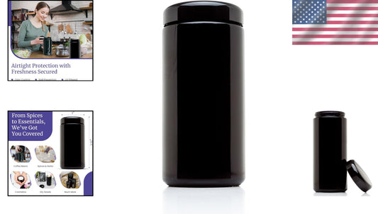 Classic Airtight Glass Jar - 1L UV Black Storage with Screw Top Lid, 3 Pack