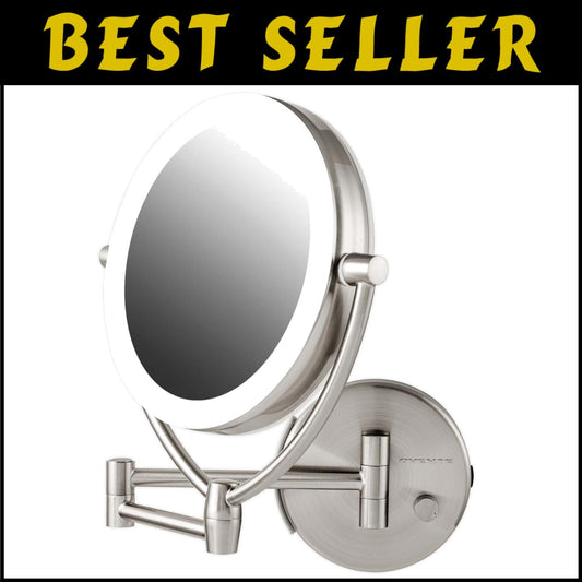 7.5" Lighted Wall Mount Makeup Mirror - 1X/10X Dual Magnification & Dimmable LED